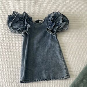 Lola and the boys Blue Denim Ruffle Sleeve Dress